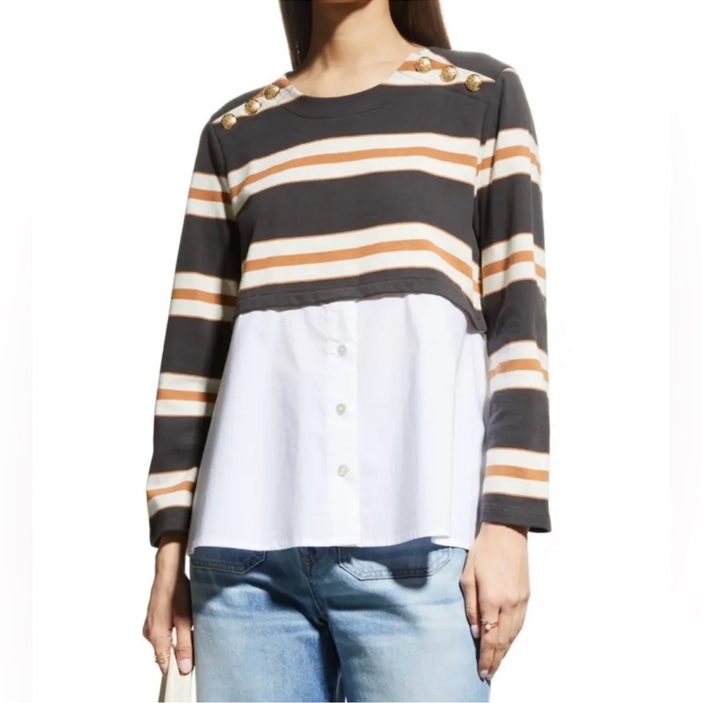 Veronica Beard Bertie Layered Look Top Mixed Media sz M NWOT Quiet Luxury